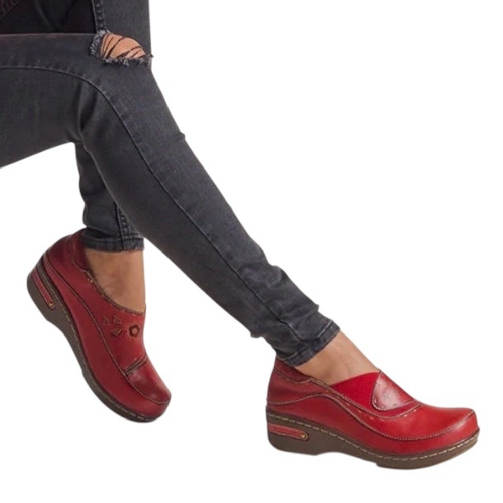 SPRING STEP L’Artiste Burbank Navy Blue Leather Clogs 37 Extra Narrow Width - Picture 2 of 13